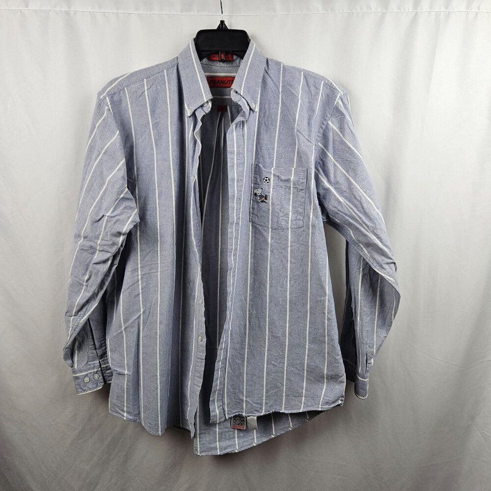 Vintage Peanuts Long Sleeve Blue Stripped Shirt Soccer Size 16